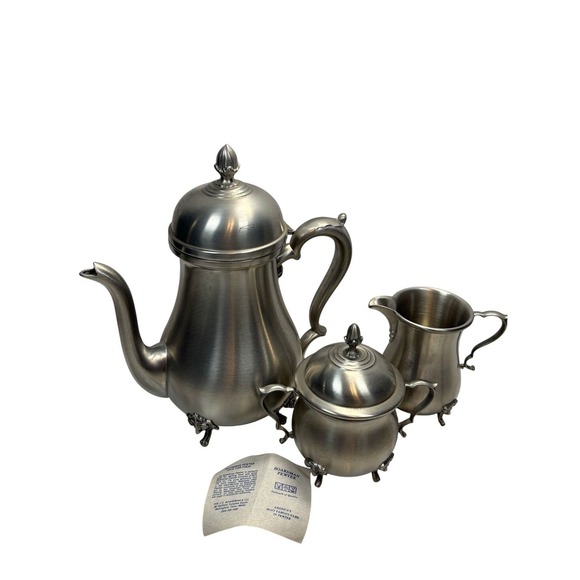 Other - Boardman Pewter Tea Coffee Set‎ 3pc Rams Head Feet Teapot Sugar Creamer